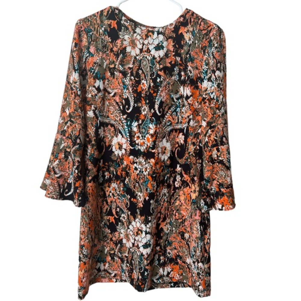 Wayf Paisley Print Dress with Bell Sleeves Size M‎